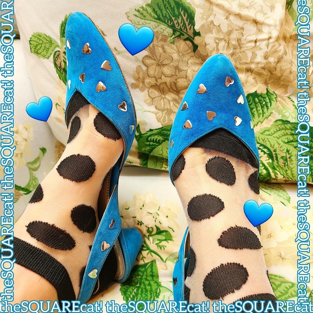 Vtg 💙 MARC JACOBS 💙 blue suede pointed toe low heel slingback princess 💙shoes